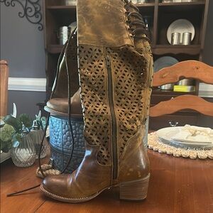 Freebird Brown Ankle Boots with Cutout Design